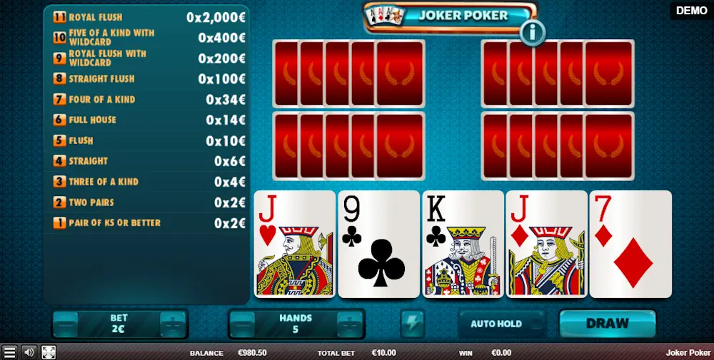 Joker Poker Video Poker Gameplay Screenshot